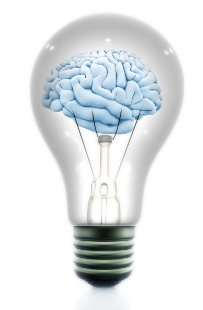 brain in lightbulb